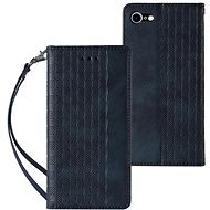 Magnet Strap knížkové kožené pouzdro na iPhone 7 / 8 / SE 2022 / SE 2020, modré - Phone Case
