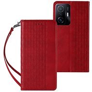 Magnet Strap knížkové kožené pouzdro na Samsung Galaxy A12 5G, červené - Phone Case