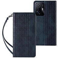 Magnet Strap knížkové kožené pouzdro na Samsung Galaxy A12 5G, modré - Phone Case
