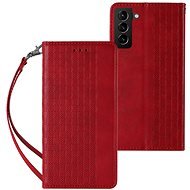 Magnet Strap knižkové kožené puzdro na Samsung Galaxy S22 Plus, červené - Puzdro na mobil