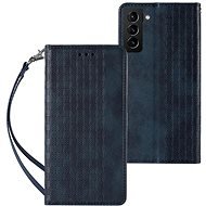 Magnet Strap knížkové kožené pouzdro na Samsung Galaxy S22 Plus, modré - Phone Case