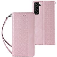 Magnet Strap book leather case for Samsung Galaxy S22 Ultra, pink - Phone Case