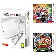 Nintendo NEW 3DS Pearl White + Mario Superstars + YO-KAI WATCH 2: Bony Spirits - Game Console