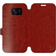 Flip case for Samsung Galaxy S7 Edge in Brown & Orange with orange interior - Phone Cover