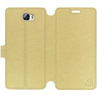 Flip case for Huawei Y6 II Compact in Gold&Gray with grey interior - Phone Cover