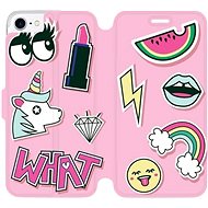 Flip mobile phone case Apple iPhone 8 - M129S Pink WHAT - Phone Cover