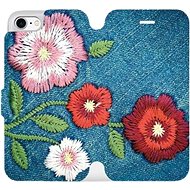 Flip mobile phone case Apple iPhone 7 - MD05P Denim flowers - Phone Cover