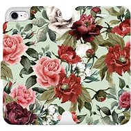 Flip mobile case for Apple iPhone 8 - MD06P Roses and flowers on light green background - Phone Cover