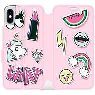 Flip mobile phone case Apple iPhone XS - M129S Pink WHAT - Phone Cover