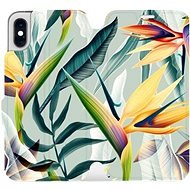 Flip mobile phone case Apple iPhone XS - MC02S Yellow large flowers and green leaves - Phone Cover