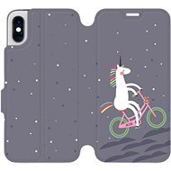 Flip mobile phone case Apple iPhone XS - V024P Unicorn on a bike - Phone Cover