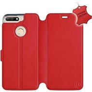 Flip puzdro na mobil Huawei Y6 Prime 2018 – Červené – kožené – Red Leather - Kryt na mobil
