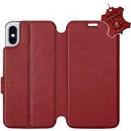 Flip mobile case Apple iPhone XS - Dark Red - Leather - Dark Red Leather - Phone Cover