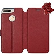 Flip mobile phone case Huawei Y6 Prime 2018 - Dark Red - Leather - Dark Red Leather - Phone Cover