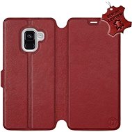 Flip case for Samsung Galaxy A8 2018 - Dark Red - Leather - Dark Red Leather - Phone Cover
