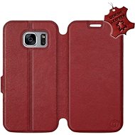 Flip case for Samsung Galaxy S7 Edge - Dark Red - Leather - Dark Red Leather - Phone Cover