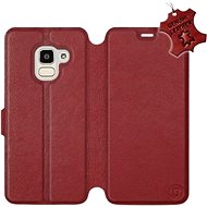 Flip case for Samsung Galaxy J6 2018 - Dark Red - Leather - Dark Red Leather - Phone Cover
