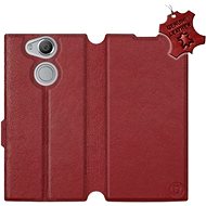 Flip case for Sony Xperia XA2 - Dark Red - Leather - Dark Red Leather - Phone Cover