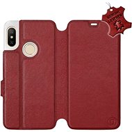 Flip case for Xiaomi Mi A2 Lite - Dark Red - Leather - Dark Red Leather - Phone Cover