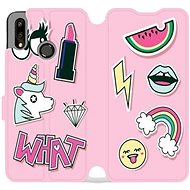 Flip mobile phone case Huawei P Smart 2019 - M129S Pink WHAT - Phone Cover