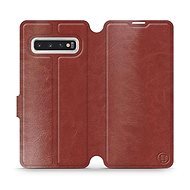 Flip case for Samsung Galaxy S10 in Brown&Gray with grey interior - Phone Cover