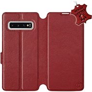 Flip case for Samsung Galaxy S10 - Dark Red - Leather - Dark Red Leather - Phone Cover