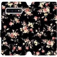 Flip case for Samsung Galaxy S10 Plus - VD02S Flowers on black - Phone Cover
