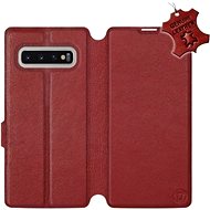 Flip case for Samsung Galaxy S10 Plus - Dark Red - Leather - Dark Red Leather - Phone Cover