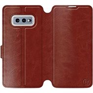 Flip case for Samsung Galaxy S10e in Brown & Orange with orange interior - Phone Cover