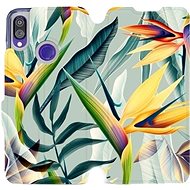Flip case for Xiaomi Redmi Note 7 - MC02S Yellow large flowers and green leaves - Phone Cover