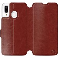 Flip case for Samsung Galaxy A40 in Brown & Orange with orange interior - Phone Cover