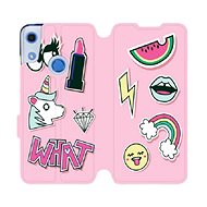 Flip case for Honor 8A - M129S Pink WHAT - Phone Cover