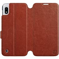 Flip case for Samsung Galaxy A10 in Brown & Orange with orange interior - Phone Cover