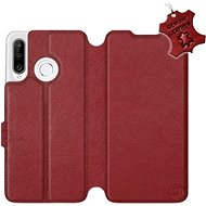 Flip case for Huawei P30 Lite - Dark Red - Leather - Dark Red Leather - Phone Cover