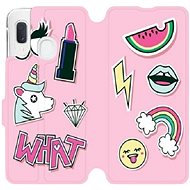 Flip case for Samsung Galaxy A20e - M129S Pink WHAT - Phone Cover