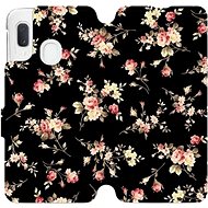 Flip case for Samsung Galaxy A20e - VD02S Flowers on black - Phone Cover
