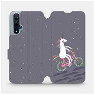 Flip case for mobile phone Huawei Nova 5T - V024P Unicorn on the bike - Phone Cover