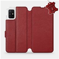 Flip case for Samsung Galaxy A51 - Dark Red - Leather - Dark Red Leather - Phone Cover