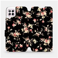 Flip case for mobile Huawei P40 Lite - VD02S Flowers on black - Phone Cover