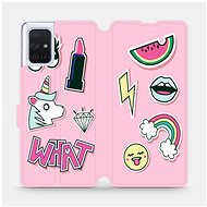 Flip case for Samsung Galaxy A71 - M129S Pink WHAT - Phone Cover