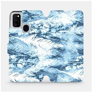 Flip mobile phone case Samsung Galaxy M21 - M058S Light blue horizontal feathers - Phone Cover