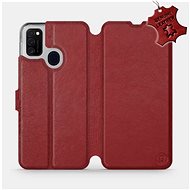 Flip case for Samsung Galaxy M21 - Dark Red - Leather - Dark Red Leather - Phone Cover