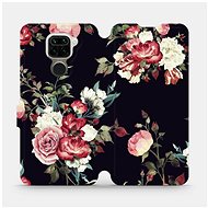 Flip case for Xiaomi Redmi Note 9 - VD11P Rose on black - Phone Cover