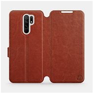 Flip case for Xiaomi Redmi 9 in Brown&Gray with grey interior - Phone Cover