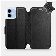 Flipové puzdro na mobil Apple iPhone 12 mini – Čierne – kožené – Black Leather - Kryt na mobil