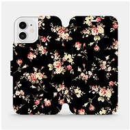 Flip mobile case Apple iPhone 12 - VD02S Flowers on black - Phone Cover