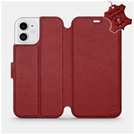 Flip Mobile Case Apple iPhone 12 - Dark Red - Leather - Dark Red Leather - Phone Cover
