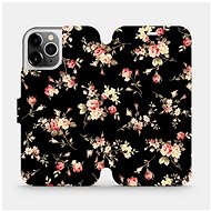 Flip mobile case Apple iPhone 12 Pro - VD02S Flowers on black - Phone Cover