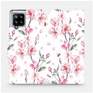 Flip mobile phone case Samsung Galaxy A42 5G - M124S Pink flowers - Phone Cover