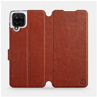 Flip case for Samsung Galaxy A12 in Brown & Orange with orange interior - Phone Cover